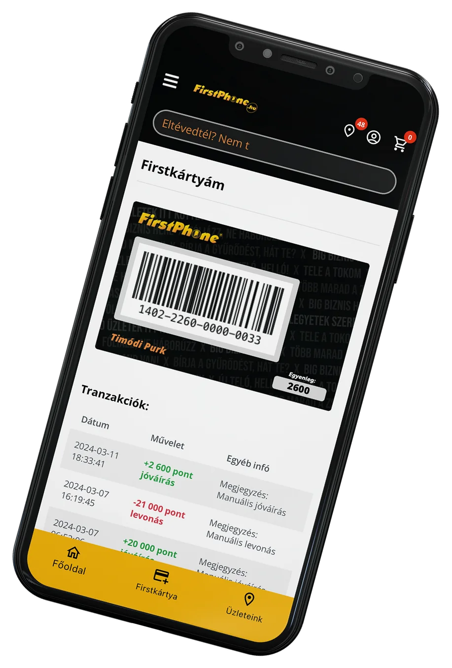 Firstkártya ve FirstApp