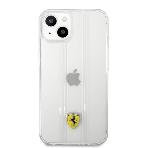 Apple iPhone 13 Ferrari 3D stripes prémiový zadní kryt (Průhledný) - FES3SHCP13MTR