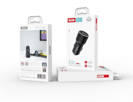 XO CC30 autní nabíječka (2xUSB port), černá