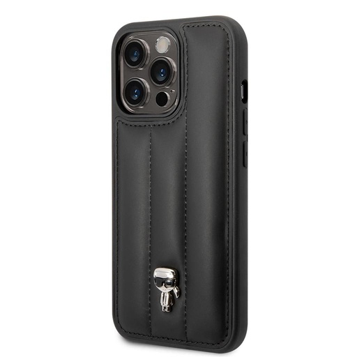 Apple iPhone 14 Pro Karl Lagerfeld Quilted Puffy Ikonický Logo pouzdro (Černá) – KLHCP14LPSQPK