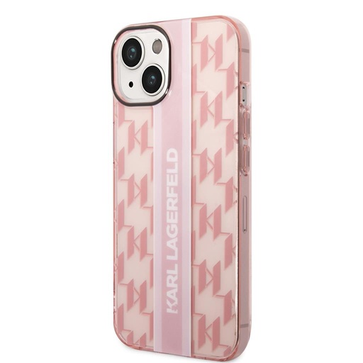 Apple iPhone 14 Karl Lagerfeld Monogram Vertical Stripe pouzdro (Růžová) – KLHCP14SHKLSPCP