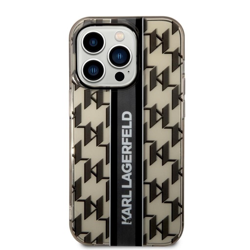 Apple iPhone 14 Pro Max Karl Lagerfeld Monogram Vertical Stripe pouzdro (Černá) – KLHCP14XHKLSPCK