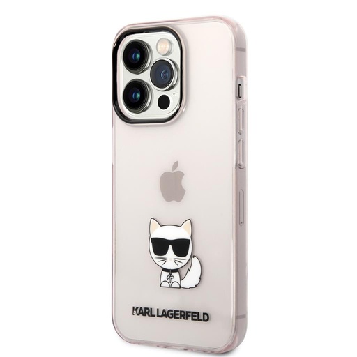 Apple iPhone 14 Pro Max (Růžová) Karl Lagerfeld Choupette Logo pouzdro - KLHCP14XCTTRI