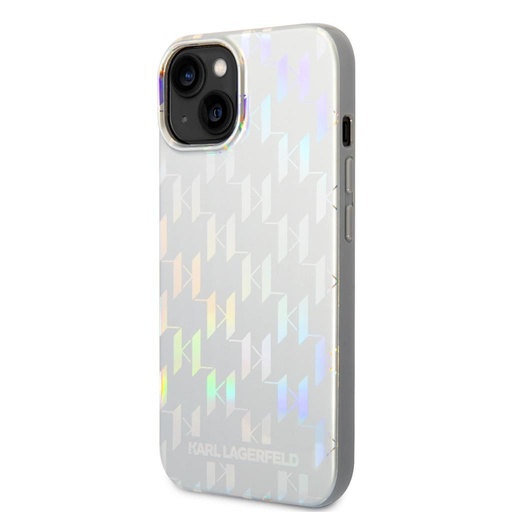 Apple iPhone 14 Plus Karl Lagerfeld Iridescent Monogram pouzdro (Stříbrná) – KLHCP14MLGMMSV3