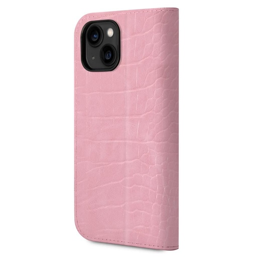 Apple iPhone 14 Plus Guess PU Croco pouzdro knižní formát kov kamera s rámečkem (Růžová) - GUBKP14MHGCRHP