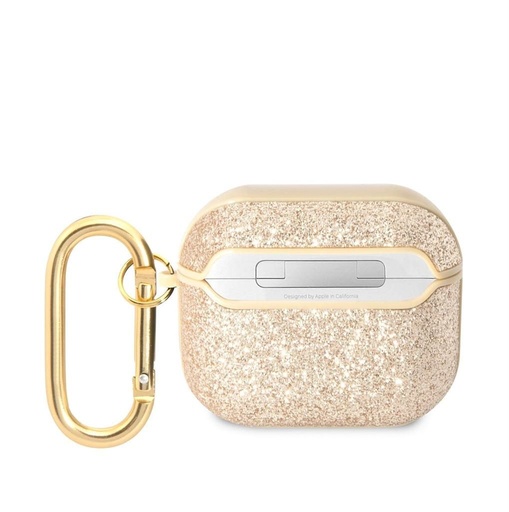 AirPods 3 Guess Glitter Flakes Metal Logo pouzdro (Zlatá) - GUA3HGGSHD