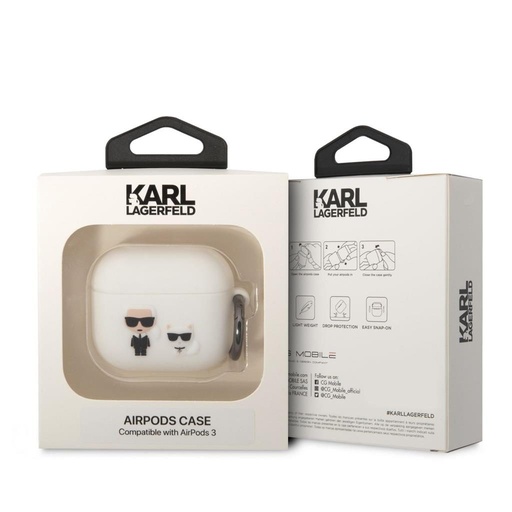 AirPods 3 Karl Lagerfeld & Choupette pouzdro (Bílá) – KLACA3SILKCW