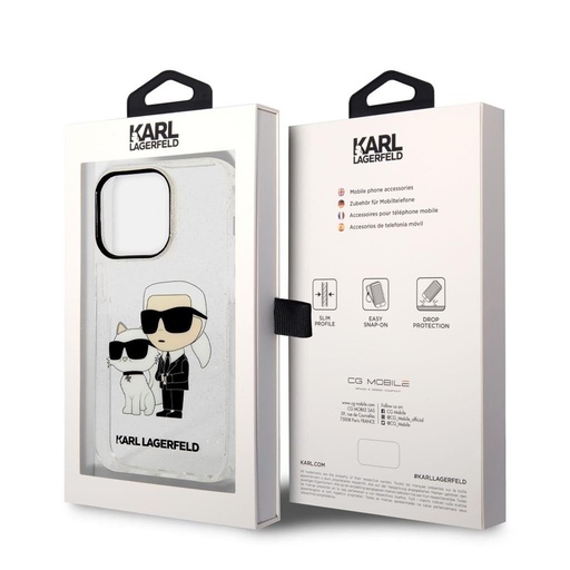 Apple iPhone 14 Pro Karl Lagerfeld IML Glitter Karl and Choupette NFT pouzdro (Průhledný) – KLHCP14LHNKCTGT