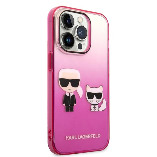 Apple iPhone 14 Pro Karl Lagerfeld Gradient Karl and Choupette pouzdro (Růžová) – KLHCP14LTGKCP