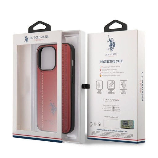 Apple iPhone 14 Pro U.S. Polo Stitched Lines zadní kryt (Červená) - USHCP14LPFAR