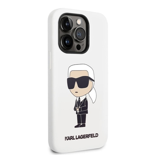Apple iPhone 14 Pro Max Karl Lagerfeld Liquid Silicone Ikonický NFT pouzdro (Bílá) – KLHCP14XSNIKBCH