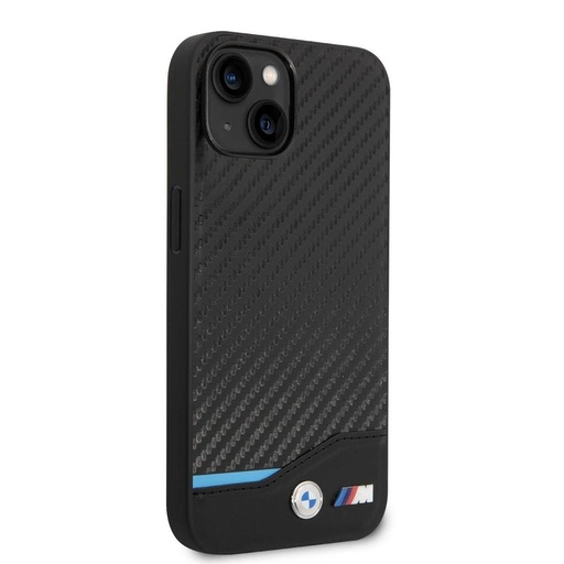 Apple iPhone 14 BMW M PU Carbon pouzdro – Modrá Line (Černá) - BMHCP14S22NBCK