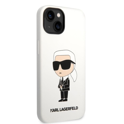 Apple iPhone 14 Karl Lagerfeld Liquid Silicone Ikonický NFT pouzdro (Bílá) – KLHCP14SSNIKBCH