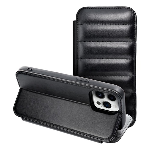 Apple iPhone 12/12 Pro Puffer book knížkové pouzdro (Černá)