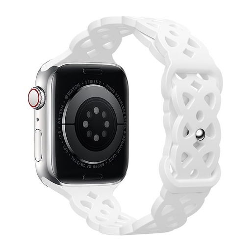 Apple Watch 42 / 44 / 45 / 49 mm Hoco WA09 rhombus flexibilní řemínek bílá