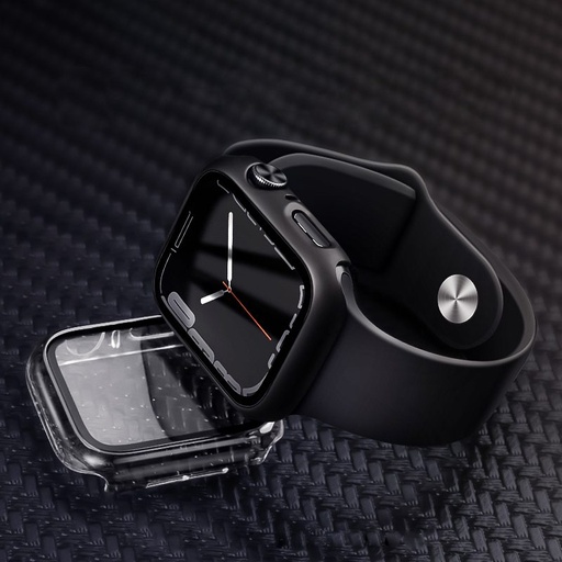 Apple Watch 7/Watch 8 41mm Hoco WS3 Shadow pouzdro vestavěný s tvrzeným sklem (Černá)