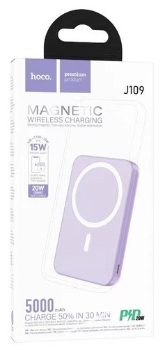 HOCO J109 5000 mAh s kapacitou powerbank, type-c s konektorem, magsafe s nabíjením (20W s výkonem) fialová