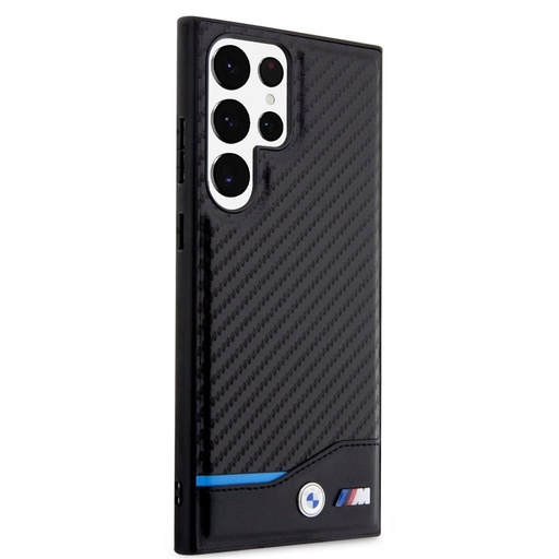 Samsung Galaxy S23 Ultra BMW M PU Carbon pouzdro – Modrá Line (Černá) - BMHCS23L22NBCK