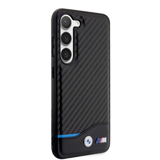 Samsung Galaxy S23 BMW M PU Carbon pouzdro – Modrá Line (Černá) - BMHCS23S22NBCK