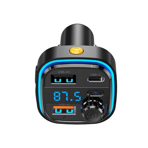 XO BCC08 FM transmitter, bluetooth, USB-C port, 3.1A, pendrive bement černá