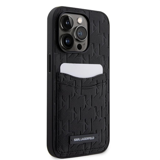 Apple iPhone 14 Pro Karl Lagerfeld Saffiano Monogram Card Slot pouzdro (Černá) – KLHCP14LSAKLHPPK