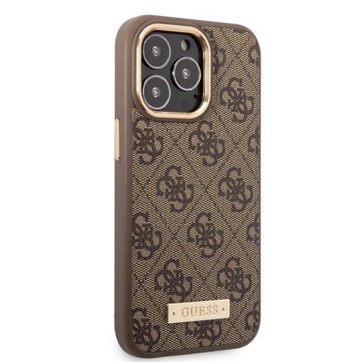 Apple iPhone 14 Pro Guess PU 4G MagSafe pouzdro (Hnědá) - GUHMP14LU4GPRW