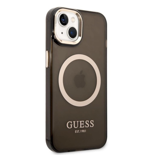 Apple iPhone 14 Plus Guess Translucent MagSafe kompatibilní pouzdro (Černá) – GUHMP14MHTCMK