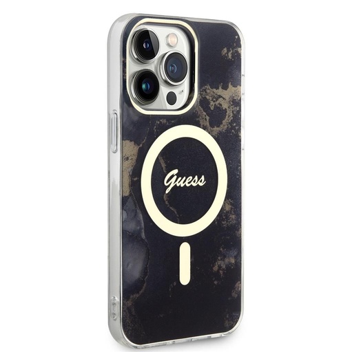 Apple iPhone 14 Pro Max Guess Marble IML MagSafe pouzdro (Černá) - GUHMP14XHTMRSK