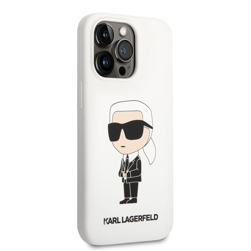 Apple iPhone 13 Pro Max Karl Lagerfeld Liquid Silicone Ikonický NFT pouzdro (Bílá) – KLHCP13XSNIKBCH