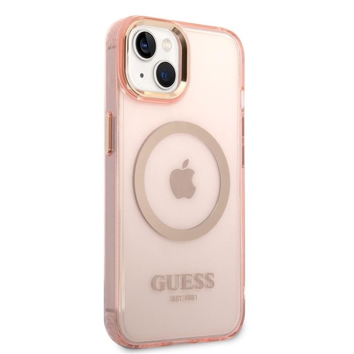 Apple iPhone 14 Plus Guess Translucent MagSafe kompatibilní pouzdro (Růžová) – GUHMP14MHTCMP