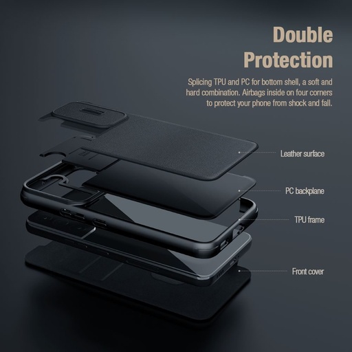Samsung Galaxy S23 5G Nillkin Qin cloth pro s ochranou kamery látka knížkové pouzdro (Šedá)