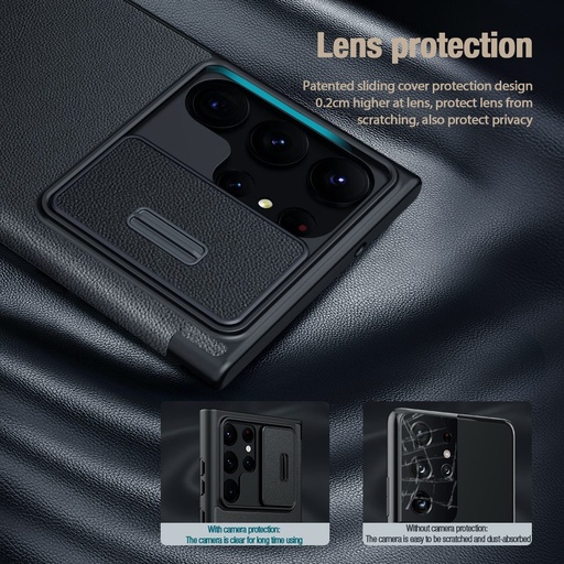 Samsung Galaxy S23 Ultra Nillkin Qin cloth pro s ochranou kamery látka knížkové pouzdro (Modrá)