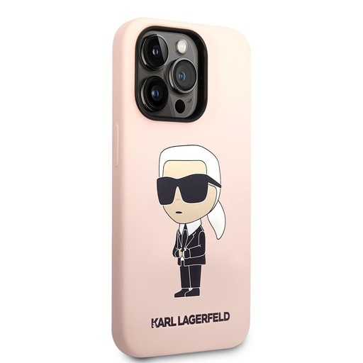 Apple iPhone 14 Pro Karl Lagerfeld Liquid Silicone Ikonický NFT pouzdro (Růžová) – KLHCP14LSNIKBCP