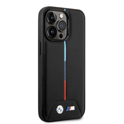 Apple iPhone 14 Pro Max BMW M pouzdro – Tricolor Stripe (Černá) - BMHCP14X22PVTK