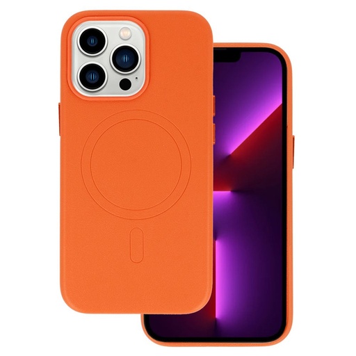 Apple iPhone 13 magsafe leather zadní kryt (Oranžová)