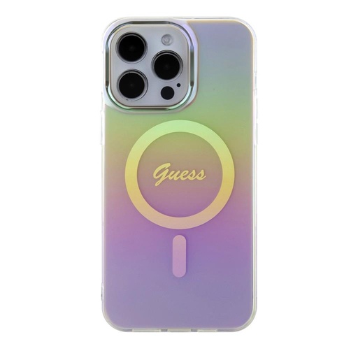 Apple iPhone 15 Pro Guess IML Iridescent Script MagSafe pouzdro (Růžová) - GUHMP15LHITSP