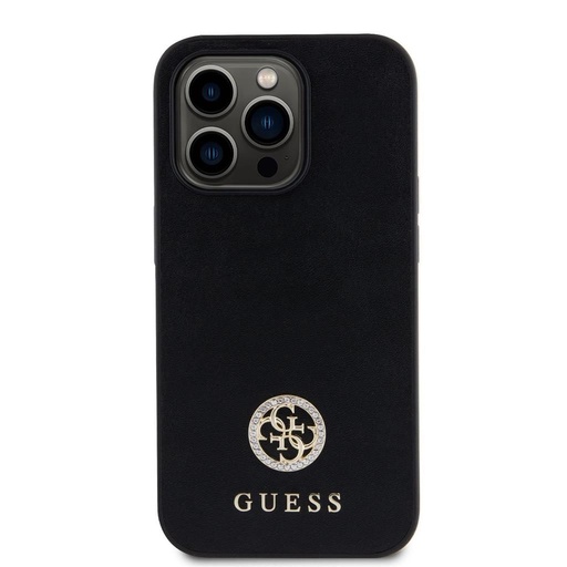 Apple iPhone 15 Pro Max Guess PU 4G Strass Metal Logo pouzdro (Černá) - GUHCP15XPS4DGPK