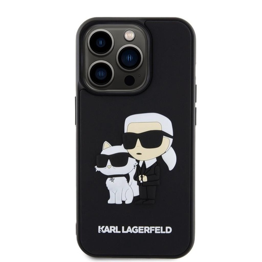 Apple iPhone 15 Pro Karl Lagerfeld 3D Karl & Choupette pouzdro (Černá) – KLHCP15L3DRKCNK