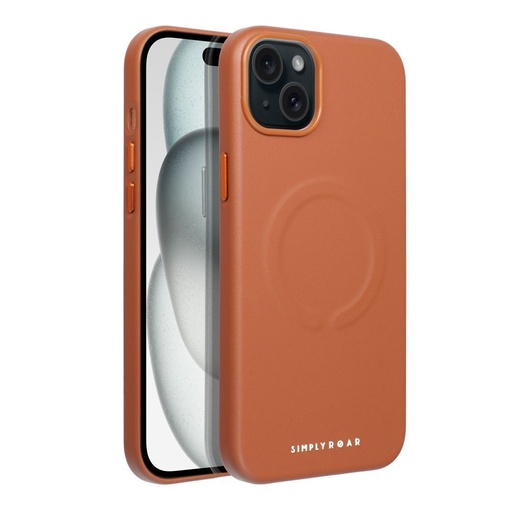 Apple iPhone 15 Plus Roar Leather magsafe zadní kryt (Hnědá)