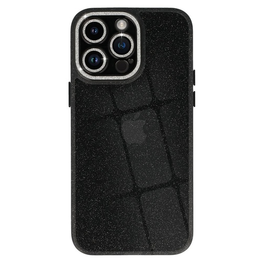Apple iPhone 12 liquid glitter camera zadní kryt (Černá)