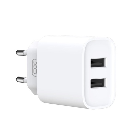 XO CE02C dvojitý USB nabíječka (Bílá) – Lightning s kabelem