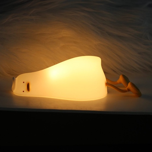Foverver Lazy Duck FNL-01 meleg bíle svítící LED noční lampa, vestavěný s baterií bílá