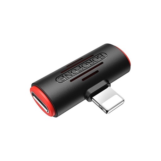 Borofone BV6 lightning rozbočovač (lightning audio+lightning nabíječka port), černá
