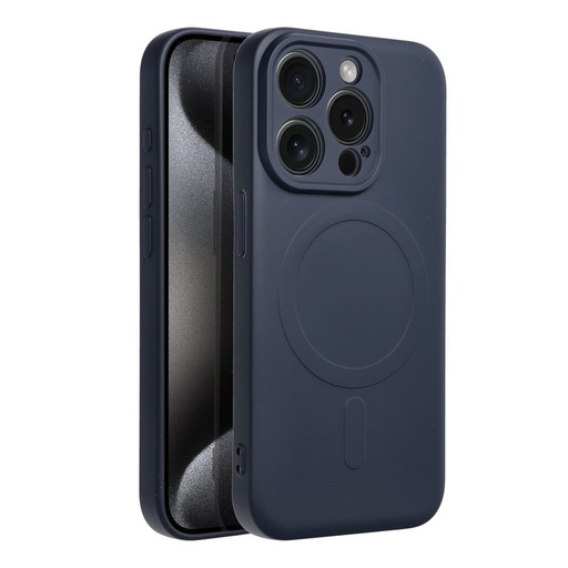 Apple iPhone 15 Pro Silicone mag cover magsafe zadní kryt (Modrá titan)