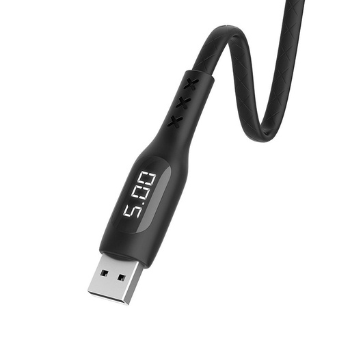 Hoco S6 microUSB kabel (LED displej, časovač), 2.4A, LED indikátor stavu, 1,2m, černá