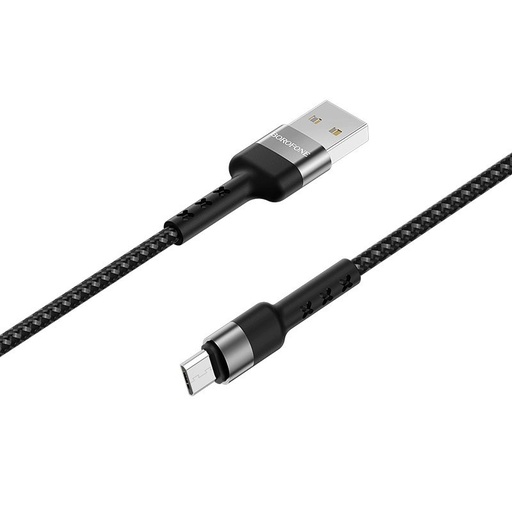 Borofone BX34 microUSB kabel (textilní potah), látka, 2,4A, 1m, černá