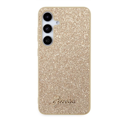 Samsung Galaxy S24 Guess Glitter Flakes Metal Logo pouzdro (Zlatá) - GUHCS24SHGGSHD