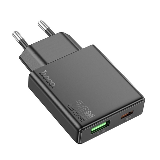 Hoco N38 rychlonabíječka adapter USB-A/Type-C s připojením (PD20W s výkonem) černá