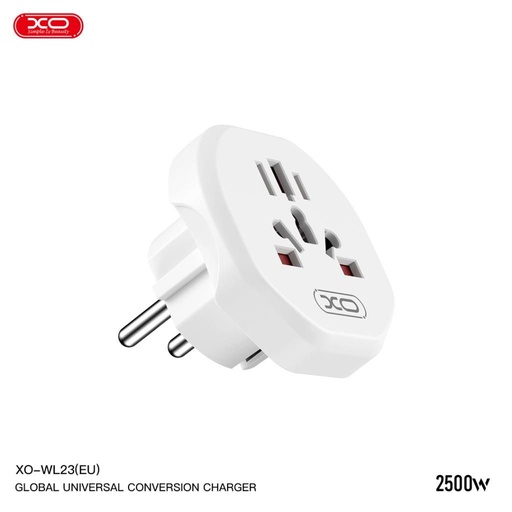 XO WL23 univerzální aljzat adapter (Bílá) – EU ze standardu více mezinárodní na konektor