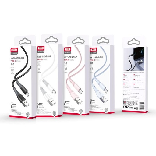 XO NB225 USB-C datový kabel (Bílá) – silikonový, dvoubarevný provedení